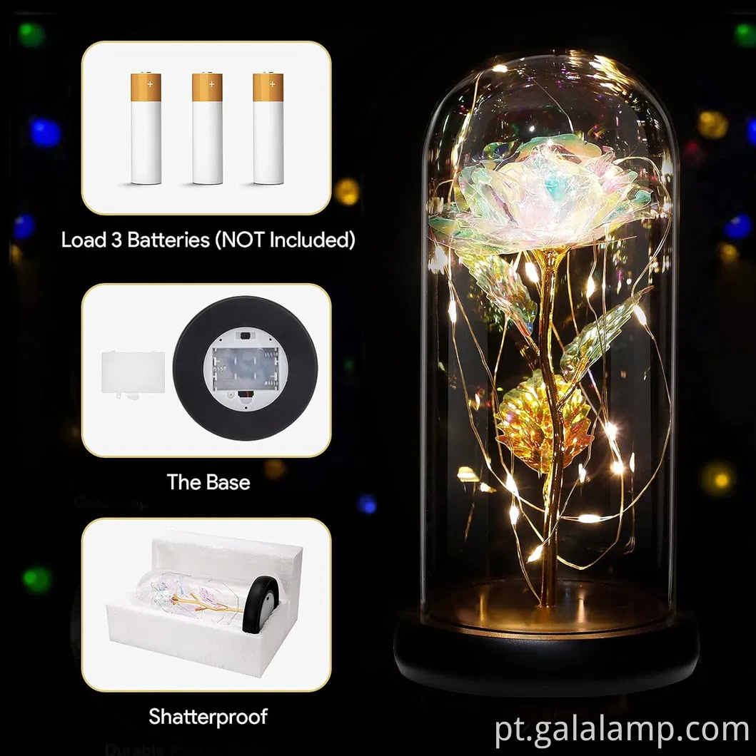 Galaxy Rose for Women, Glass Dome Rainbow Eternal Rose Gift